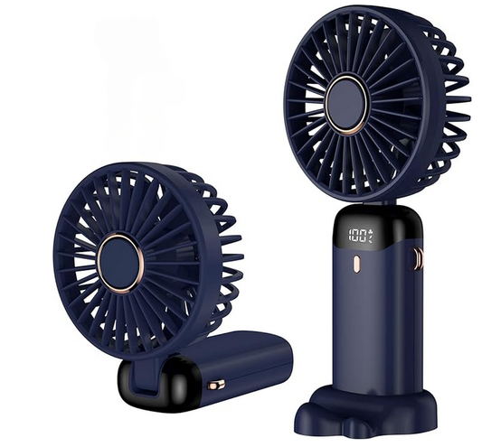 Mini Ventilateur Pliable 3-en-1 – Support Téléphone, LED & Powerbank
