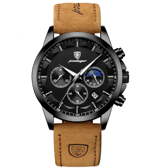 Montre Homme POEDAGAR Quartz Étanche – Multifonction & Élégance