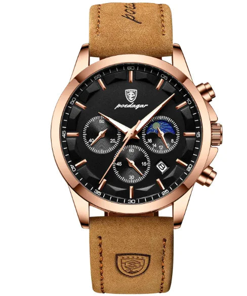 Montre Homme POEDAGAR Quartz Étanche – Multifonction & Élégance
