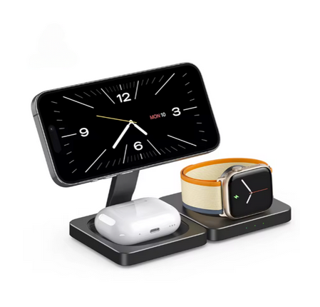 Chargeur 3-en-1 Sans Fil Magnétique 15W – iPhone & Apple Watch