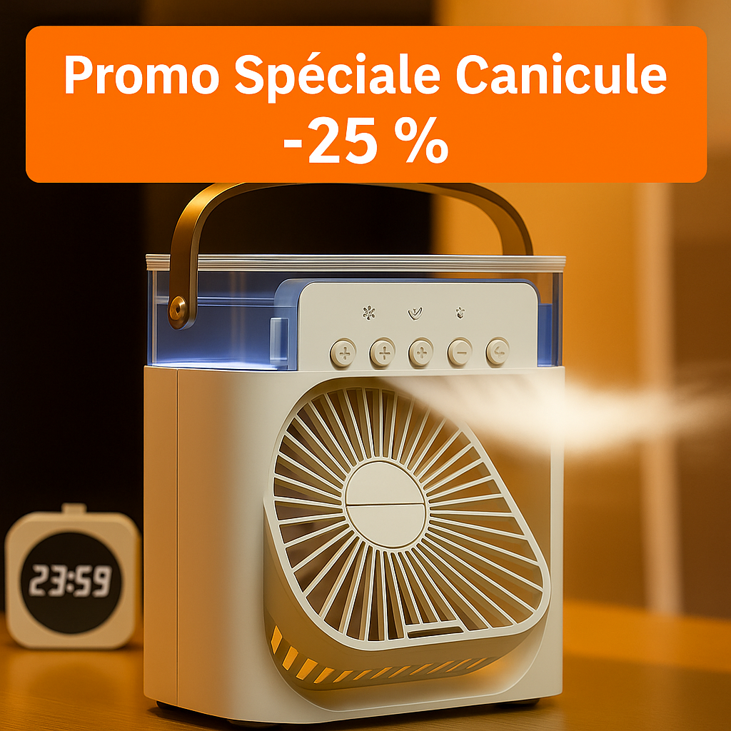Ventilateur 3-en-1 Portable – Refroidisseur, Humidificateur & LED USB