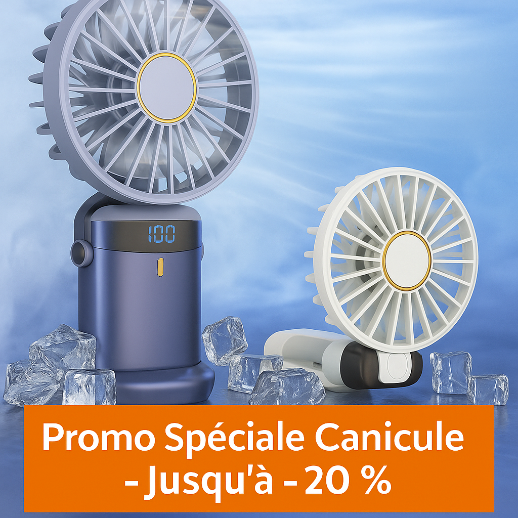 Mini Ventilateur Pliable 3-en-1 – Support Téléphone, LED & Powerbank