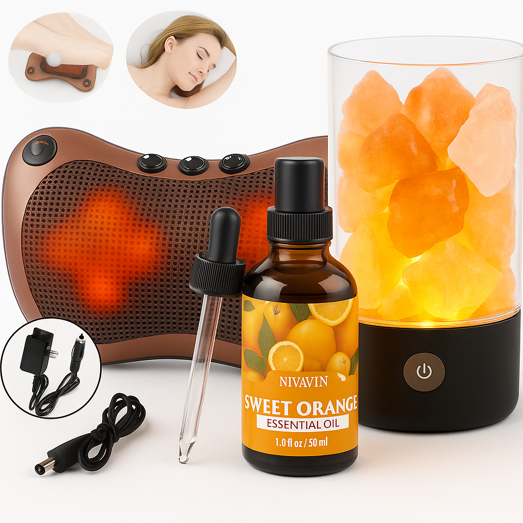 Pack Détente Suprême – Massage Classique ou Premium, Lampe & Huiles Essentielles