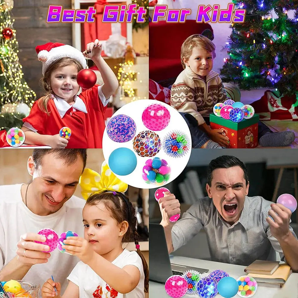 Balle Anti-Stress Sensorielle à Presser – Perles d’Eau Colorées pour Enfants et Adultes