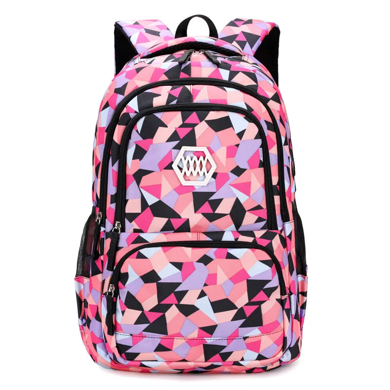 Sac école fille géométrique – léger & spacieux