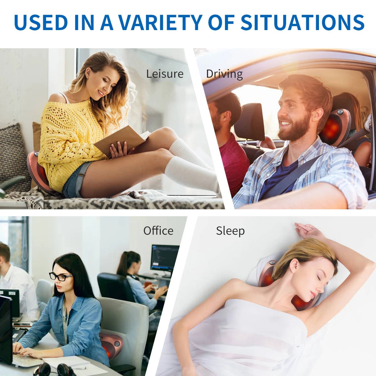 Oreiller de Massage Shiatsu Chauffant – Relaxation Nuque, Dos & Épaules