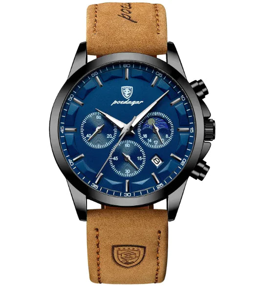 Montre Homme POEDAGAR Quartz Étanche – Multifonction & Élégance