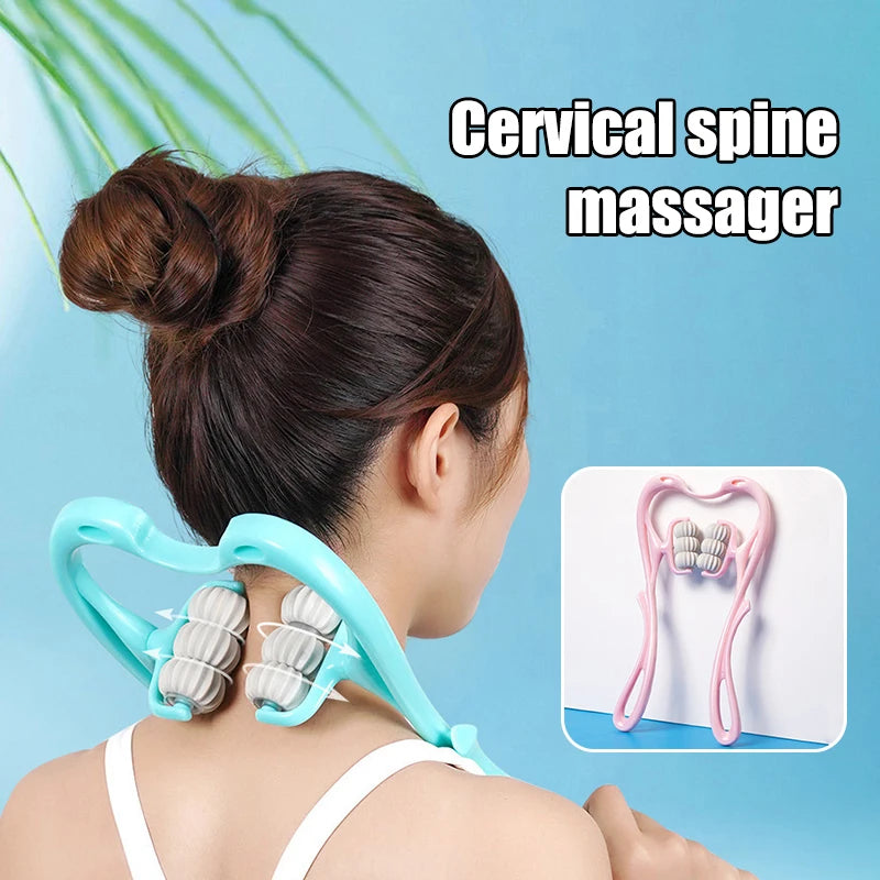 Masseur Cervical Manuel à 6 Roues – Soulagement Cou, Dos & Épaules