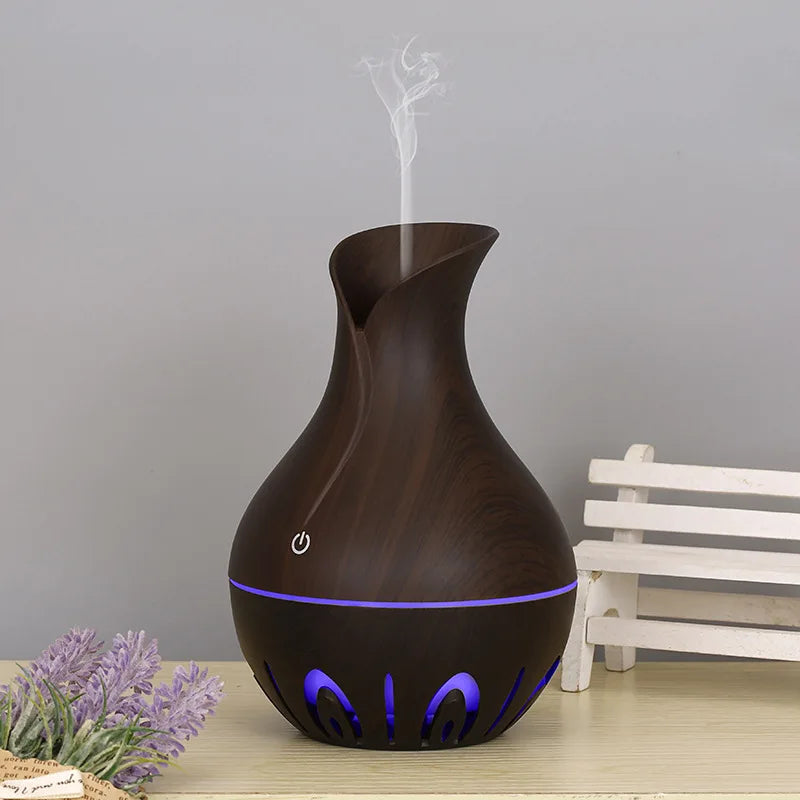 Diffuseur Huiles Essentielles USB 130ml – Bois LED Silencieux