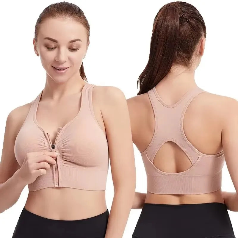 Brassière de Sport Zippée Femme Yoga & Fitness | Respirante