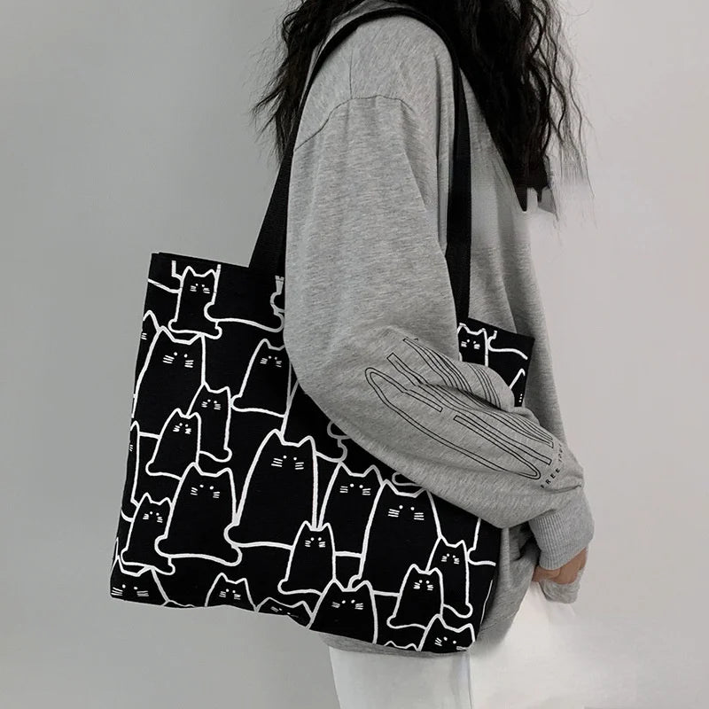 Sac Tote Femme Chat – Canvas & Zippé