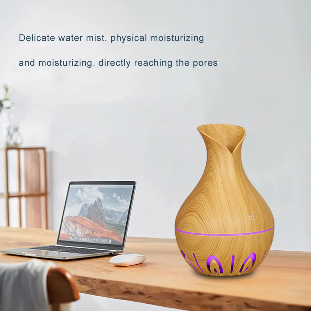 Diffuseur Huiles Essentielles USB 130ml – Bois LED Silencieux