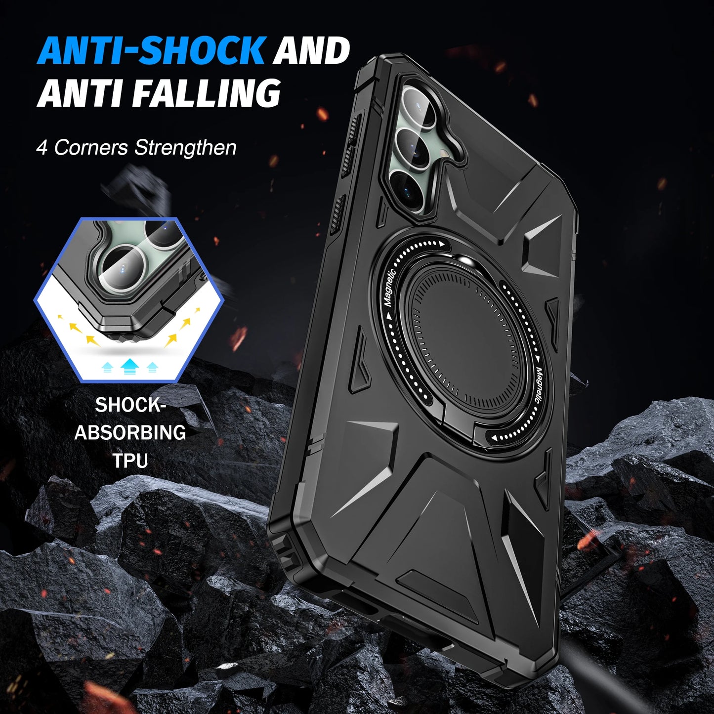 Coque Samsung A14 A15 A34 A54 avec Anneau Magnétique