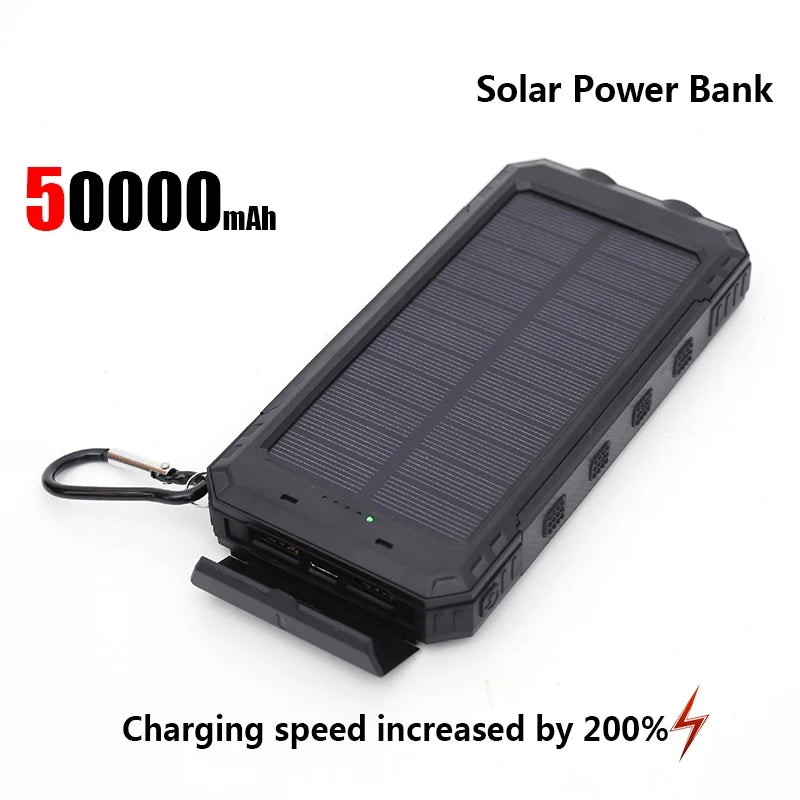 Batterie Solaire 50000mAh – Charge Rapide, LED Puissante, Boussole Intégrée