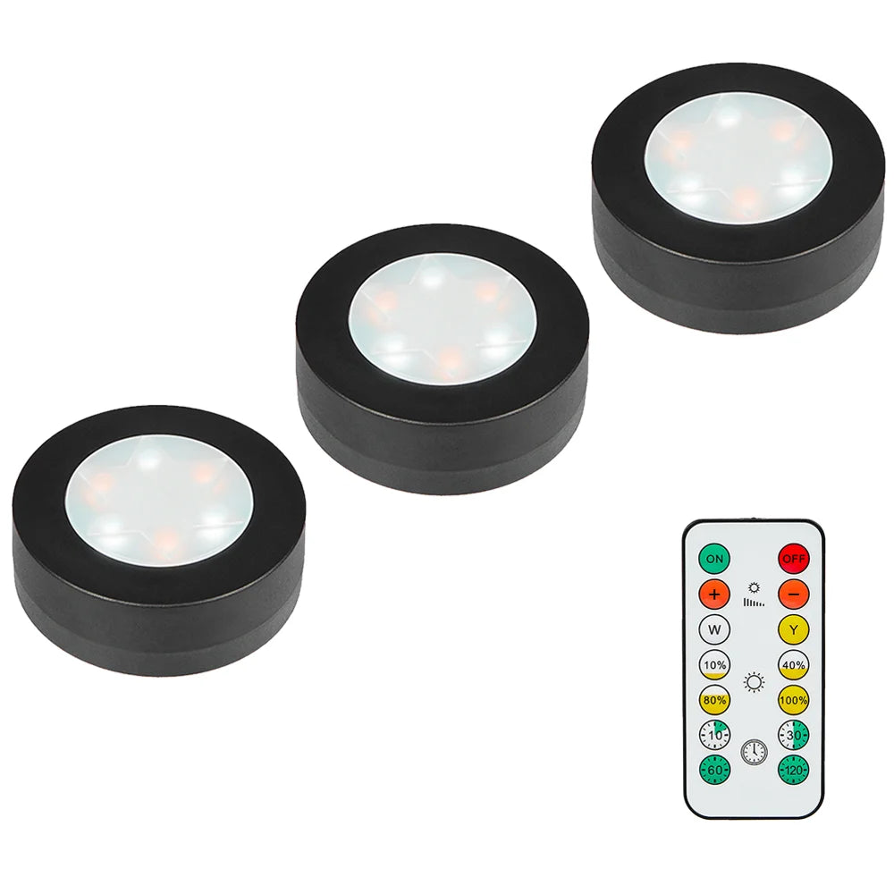 Spots LED Ronds Sans Fil – Télécommande & Variateur