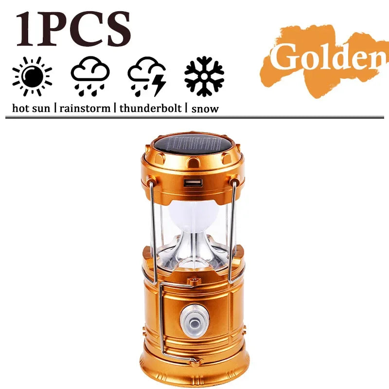 Lampe de Camping Solaire – Torche LED Rechargeable Étanche et Télescopique