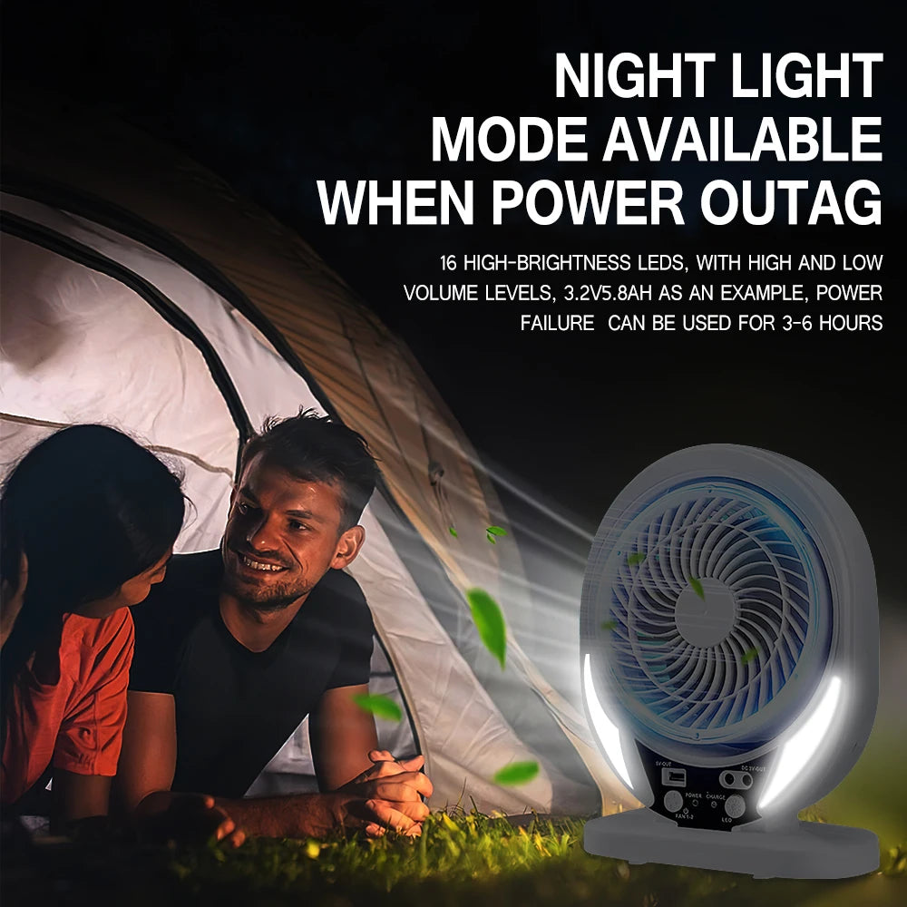 Ventilateur Solaire Portable LED – Rechargeable & Silencieux pour Camping & Extérieur