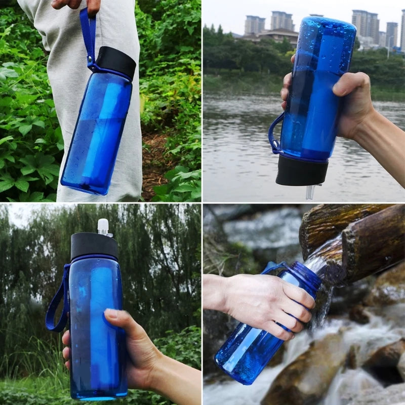Bouteille Filtrante 650ml avec Paille – Tritan Réutilisable Outdoor