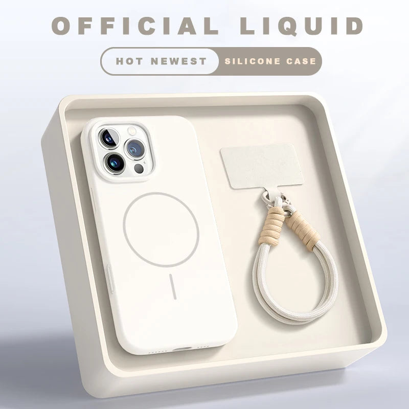 Coque iPhone MagSafe Officielle avec Lanière – Silicone Antichoc & Magnétique