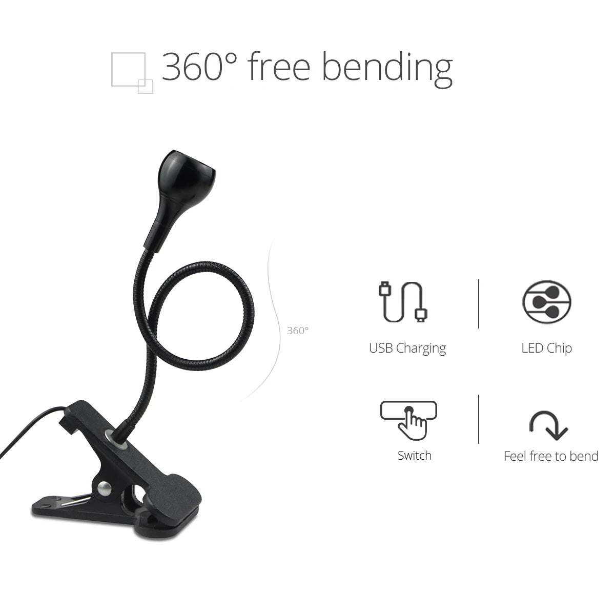 Lampe LED à Clip – Éclairage Précis & Col 360°