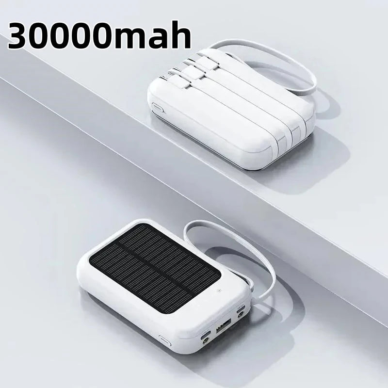 Batterie Solaire 50000mAh – Charge Ultra-Rapide, LED & 4 Câbles Inclus