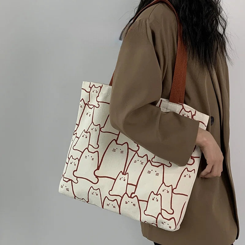 Sac Tote Femme Chat – Canvas & Zippé