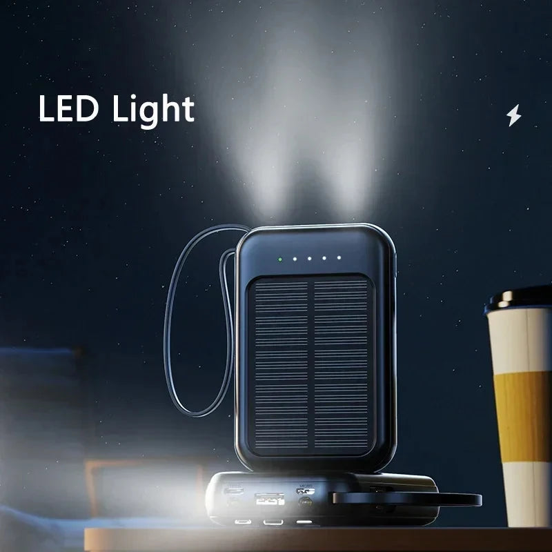 Batterie Solaire 50000mAh – Charge Ultra-Rapide, LED & 4 Câbles Inclus