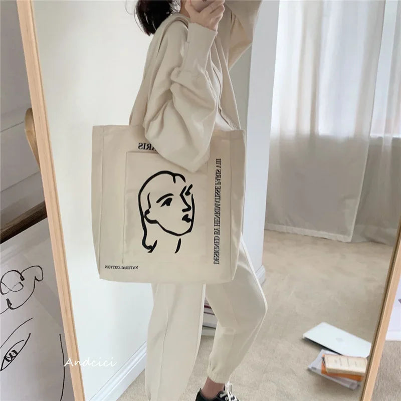 Sac tote imprimé femme – toile coton artistique