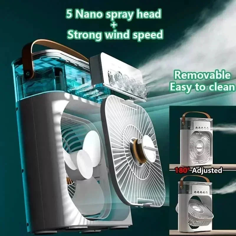 Ventilateur 3-en-1 Portable – Refroidisseur, Humidificateur & LED USB