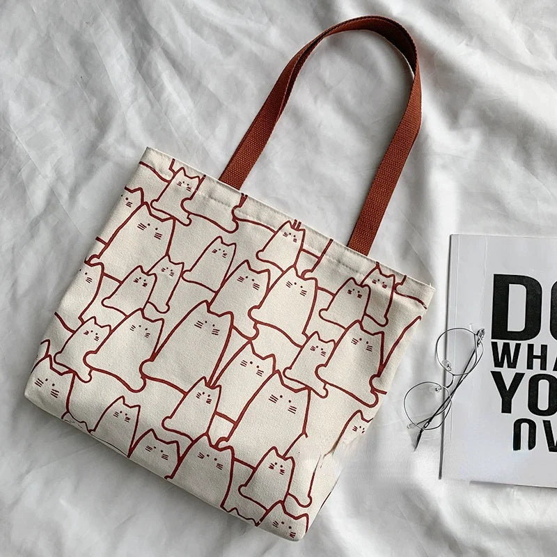 Sac Tote Femme Chat – Canvas & Zippé