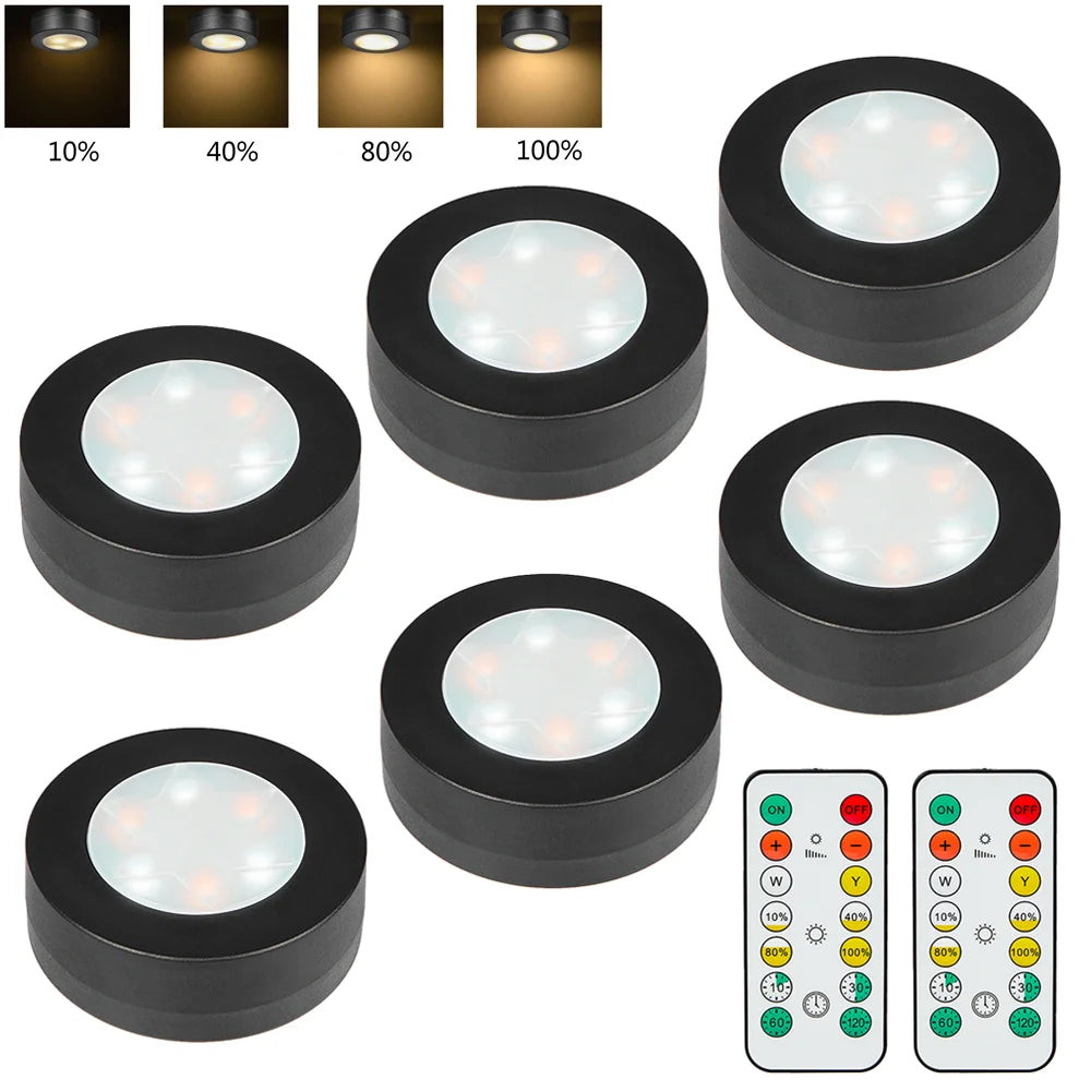 Spots LED Ronds Sans Fil – Télécommande & Variateur