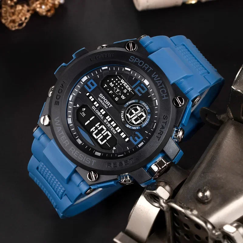 Montre Sport Homme Digitale – Étanche 30M & Look Militaire