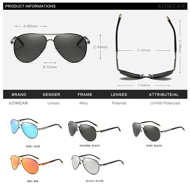 Lunettes de Soleil AOWEAR Homme Polarisées Confort Premium