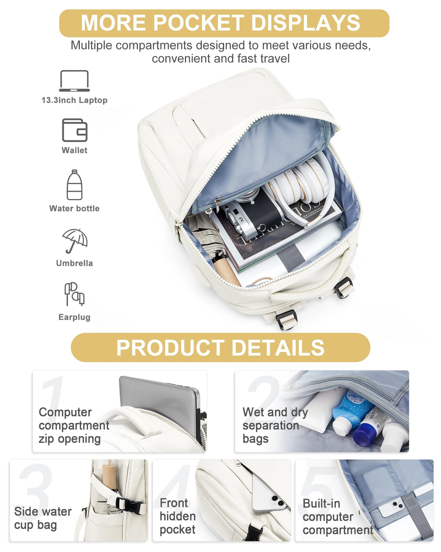 Sac à dos étanche 20-35L mixte – Travail & Voyage
