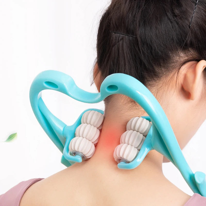 Masseur Cervical Manuel à 6 Roues – Soulagement Cou, Dos & Épaules