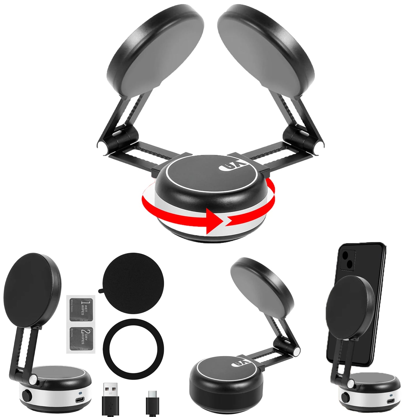 Support Téléphone Magnétique 360° à Ventouse – Universel & Pliable