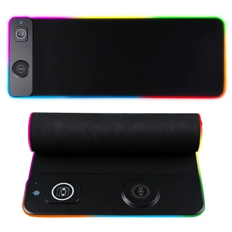 Tapis de Souris RGB avec Chargeur Sans Fil Magnétique 15W pour Téléphone