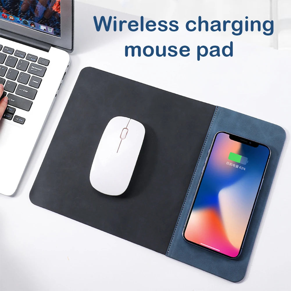 Tapis de Souris en Cuir avec Chargeur Sans Fil 15W – Bureau & Maison