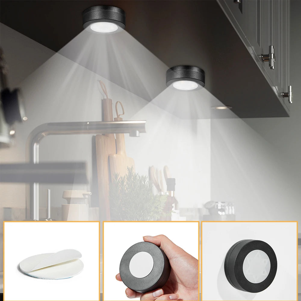 Spots LED Ronds Sans Fil – Télécommande & Variateur