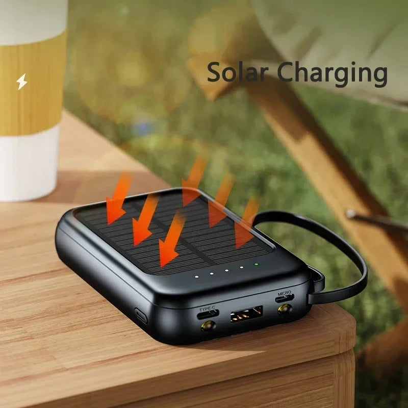 Batterie Solaire 50000mAh – Charge Ultra-Rapide, LED & 4 Câbles Inclus