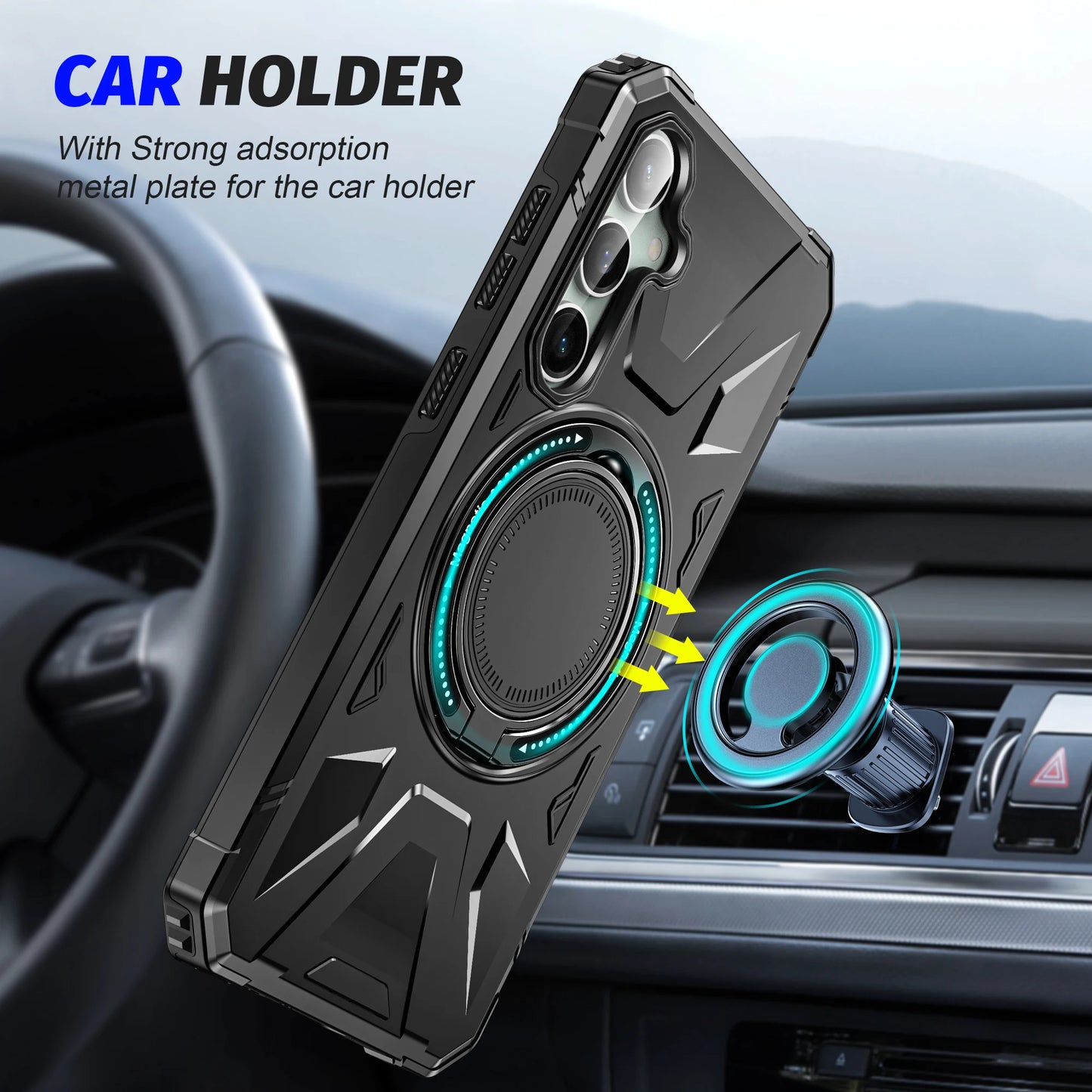 Coque Samsung A14 A15 A34 A54 avec Anneau Magnétique