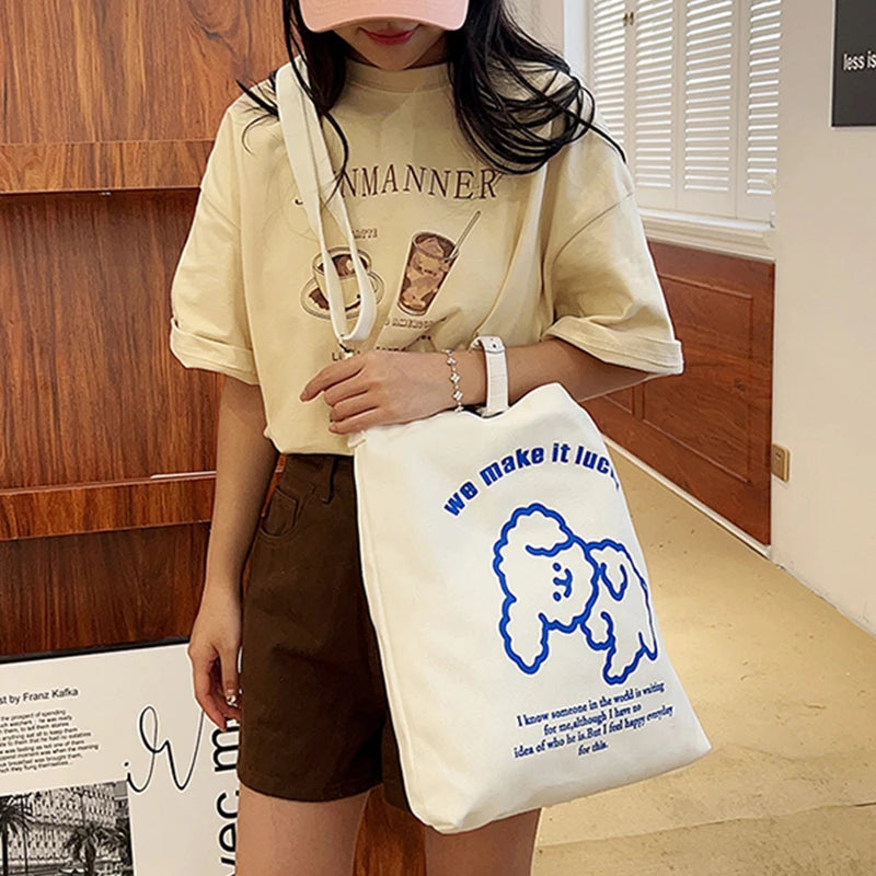 Sac tote cartoon femme – toile casual Zeyph