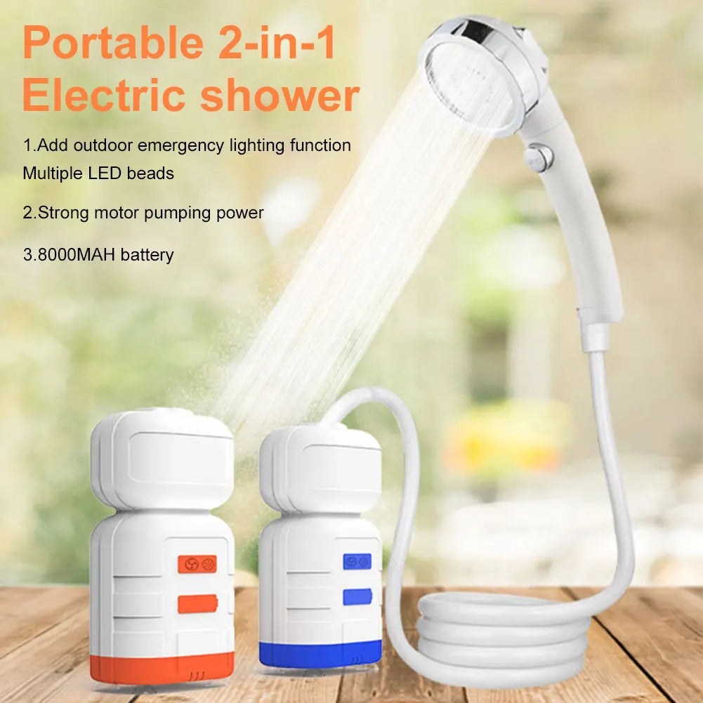 Douche de Camping 2-en-1 avec Lampe LED Rechargeable IPX7