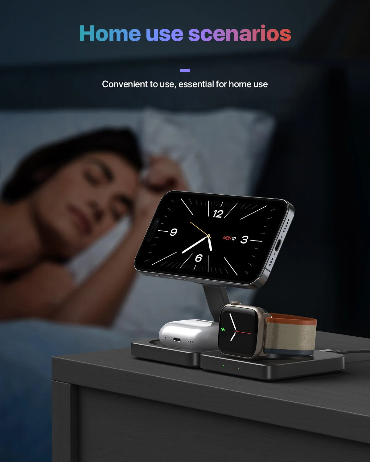 Chargeur 3-en-1 Sans Fil Magnétique 15W – iPhone & Apple Watch