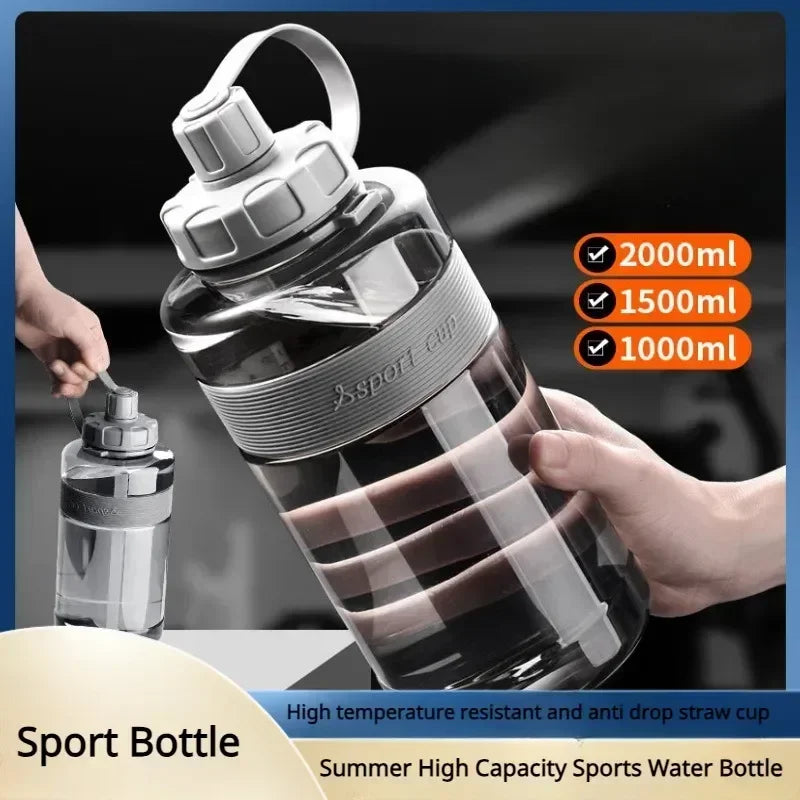 Gourde 2L avec Paille – Grande Capacité École & Sport | Eco-Friendly