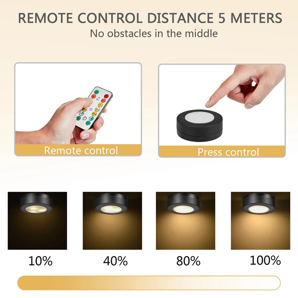 Spots LED Ronds Sans Fil – Télécommande & Variateur