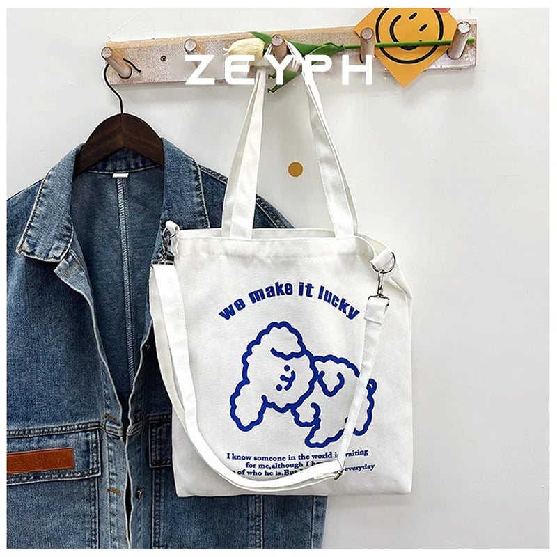 Sac tote cartoon femme – toile casual Zeyph