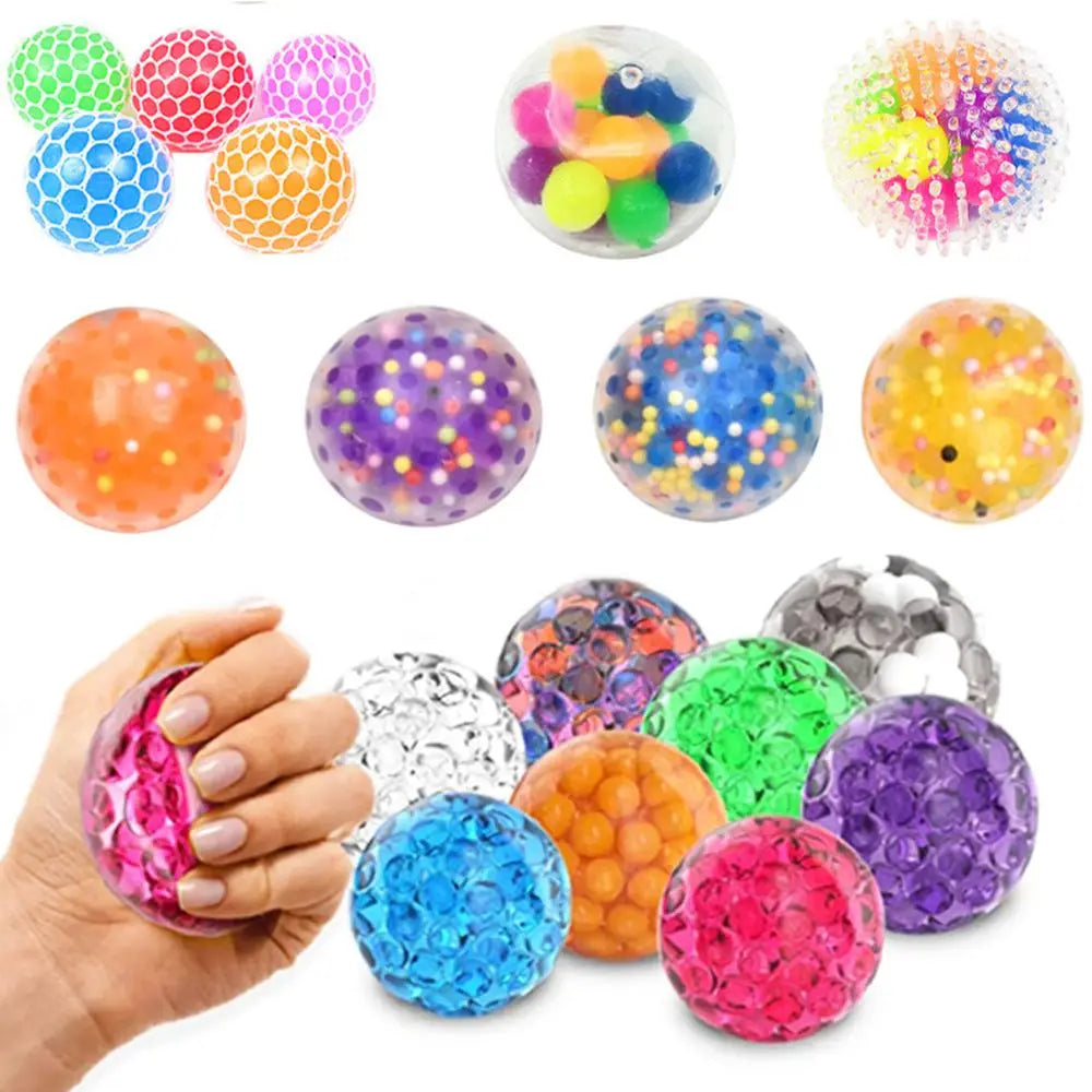 Balle Anti-Stress Sensorielle à Presser – Perles d’Eau Colorées pour Enfants et Adultes