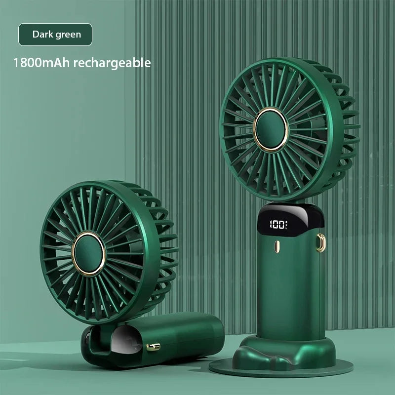 Mini Ventilateur Pliable 3-en-1 – Support Téléphone, LED & Powerbank