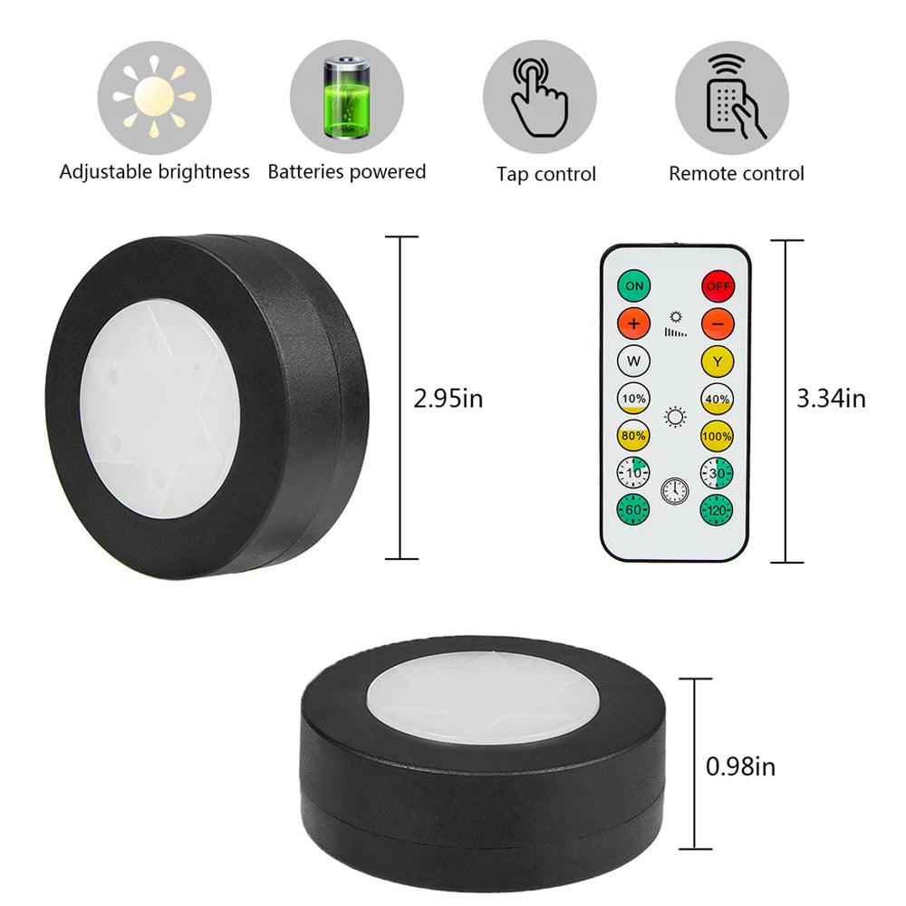 Spots LED Ronds Sans Fil – Télécommande & Variateur